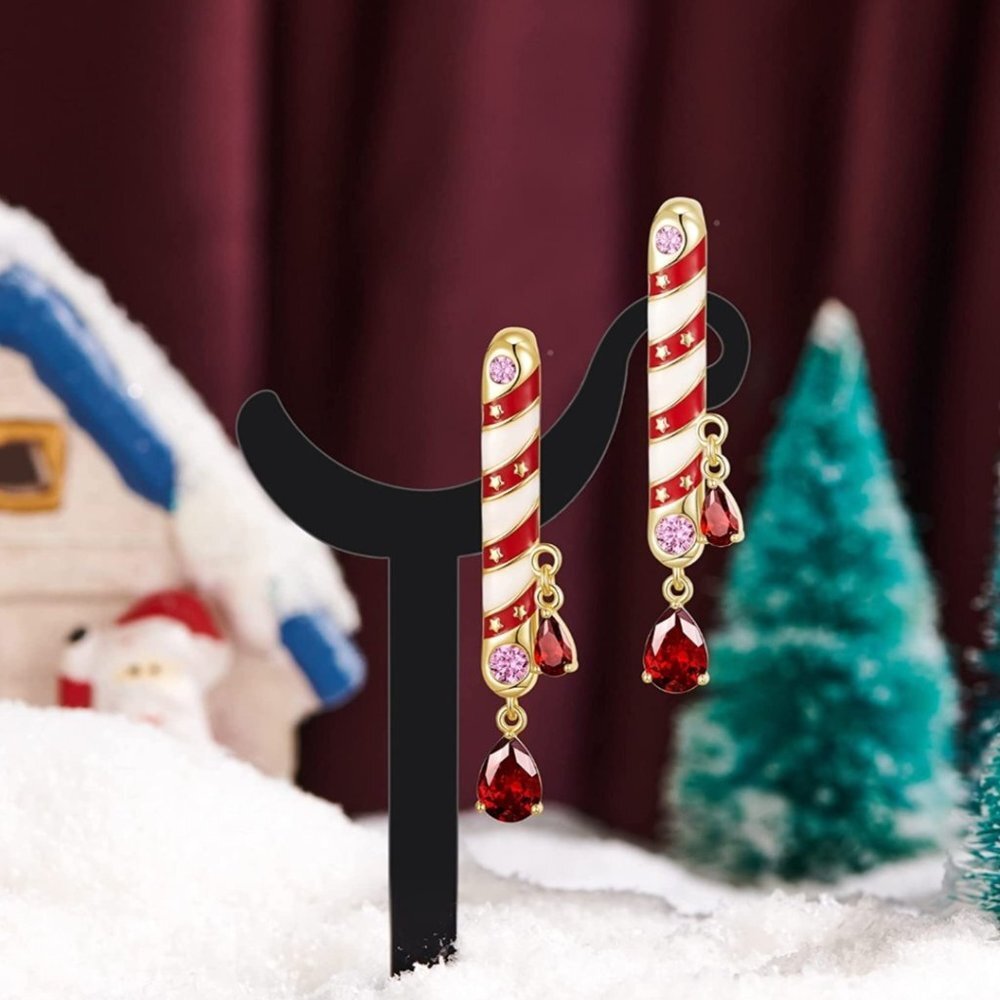 AllenCOCO Cute 14k Gold Dangle Earrings Drop Stud Earrings, Christmas Jewelry
